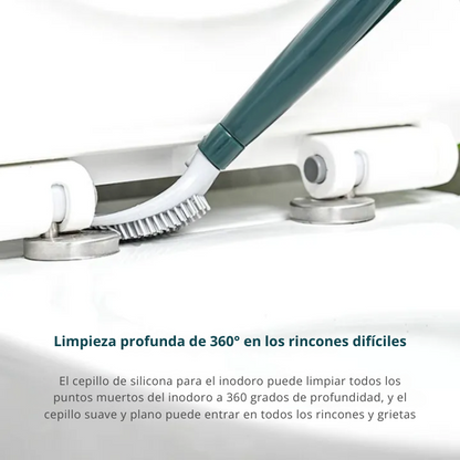 CleanFlush Cepillo de Silicona Flexible para Inodoro con Mango Largo y Colgante de Pared sin Perforación para el Hogar - [PROMOCIÓN DISPONIBLE SOLO HOY]